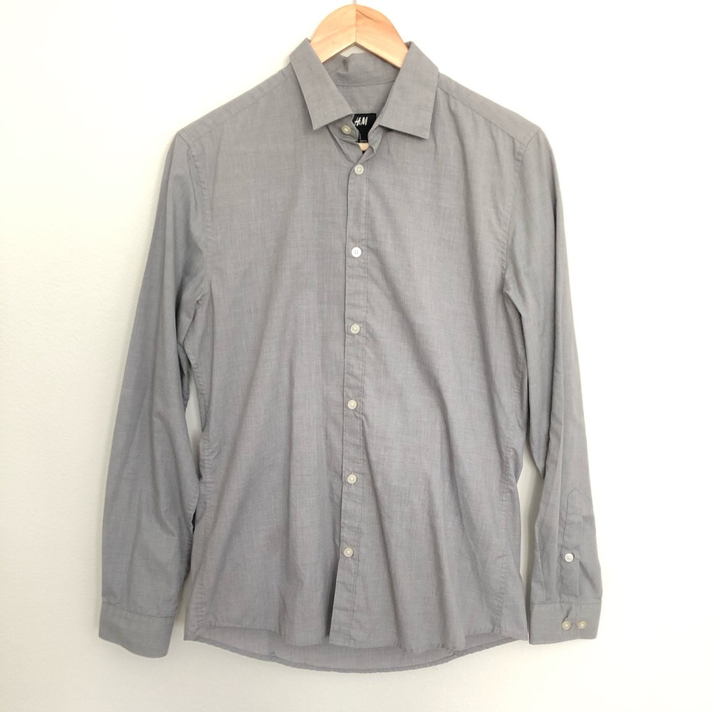 H&M Men’s Grey Button Down Dress Shirt